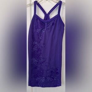 Athleta Purple Paisley Stretch Shelf Bra Racerback Sport Top